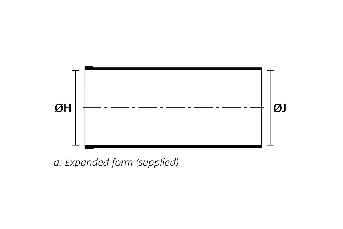Expanded drawing of Helashrink 100 bottle shape heat shrink boot with rib before recovery