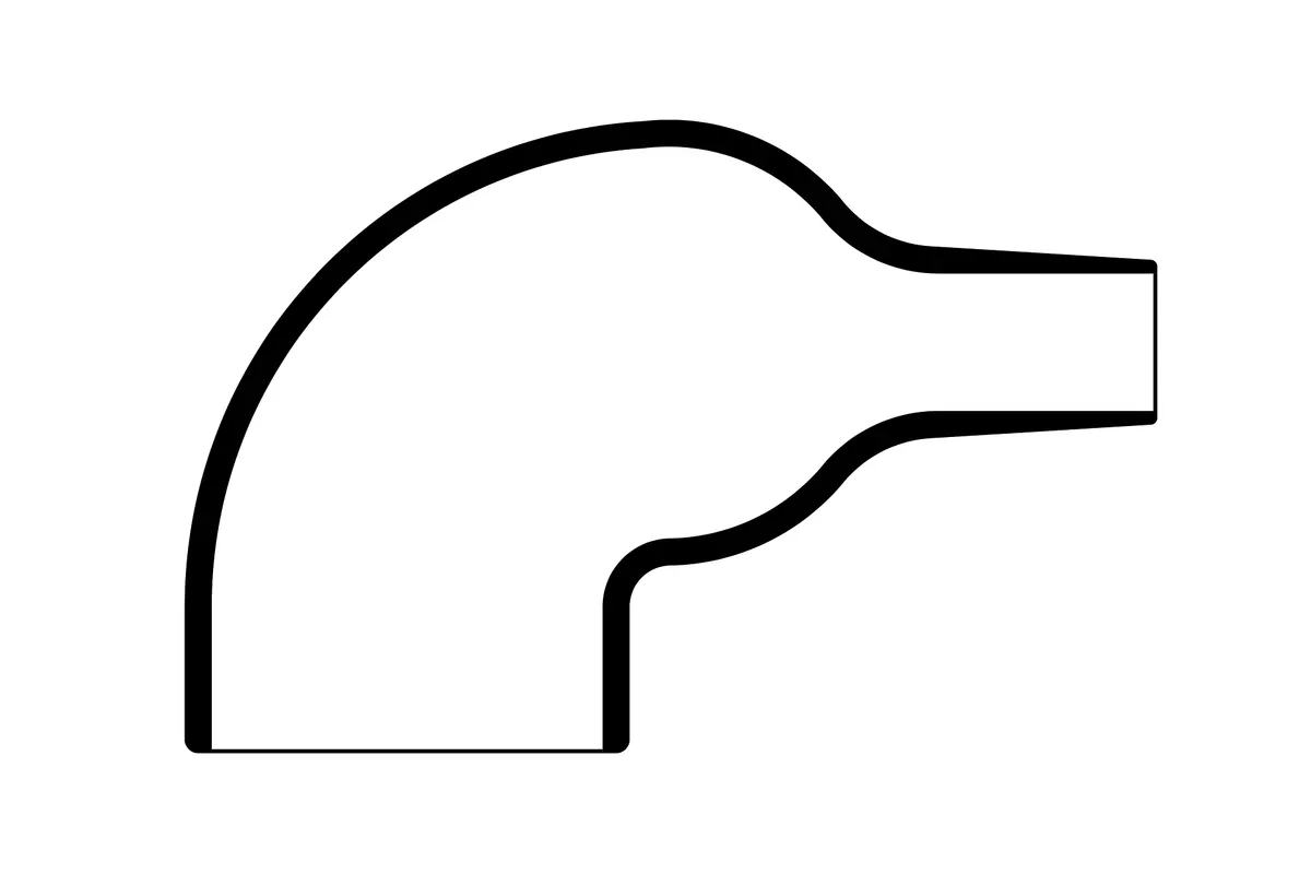 Diagram of Helashrink 1100 series right angle thick wall heat shrink shape without rib for connector strain relief