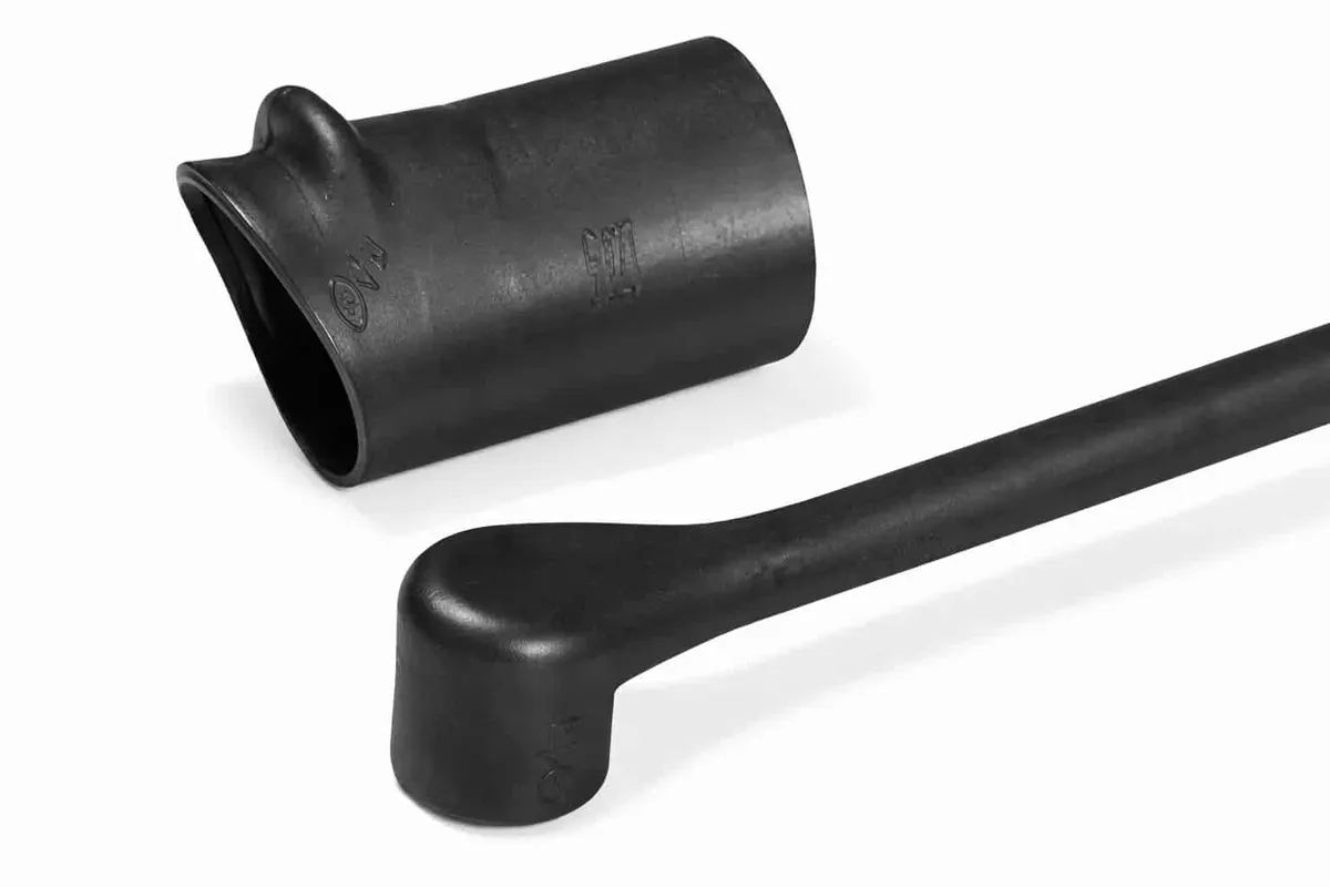 Helashrink 1100 low profile right angle heat shrink shape for compact harness strain relief and protection