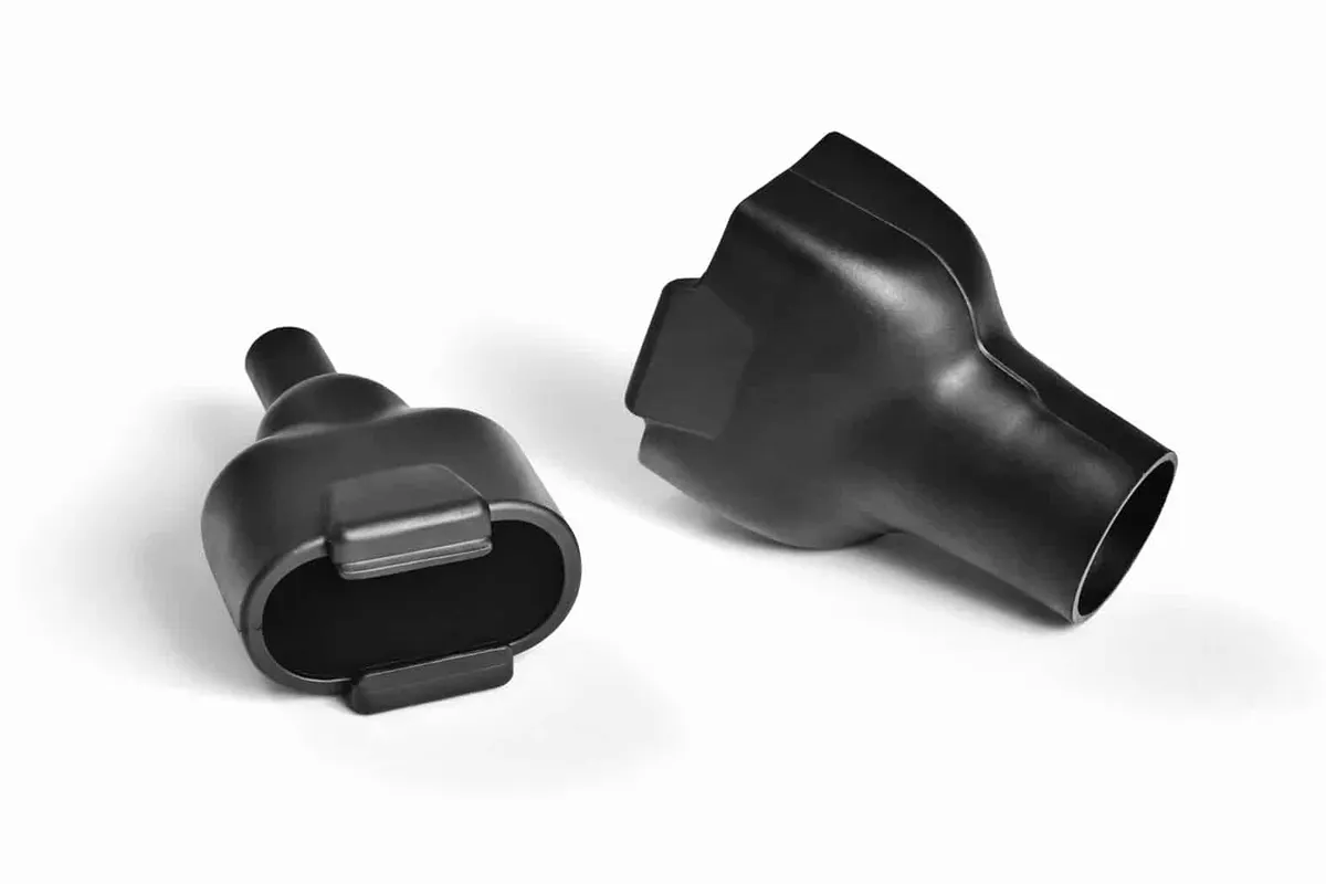 Helashrink 1500 series top entry connector cover providing strain relief and mechanical protection for Min-D connectors