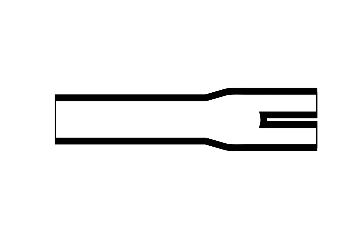 Diagram of Helashrink 300 series three way outlet heat shrink shape for inline low voltage cable harness breakouts