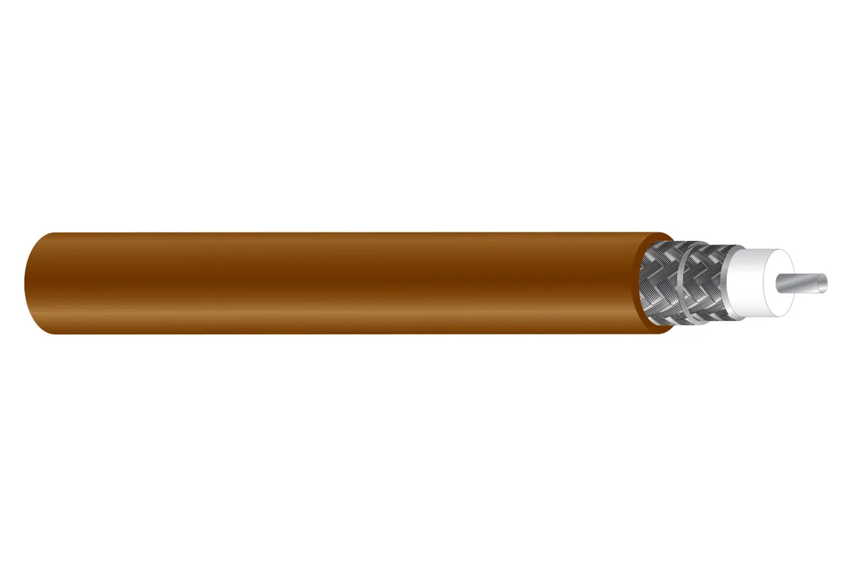 MIL-C-17 coaxial cable with PTFE insulation and silver plated conductors