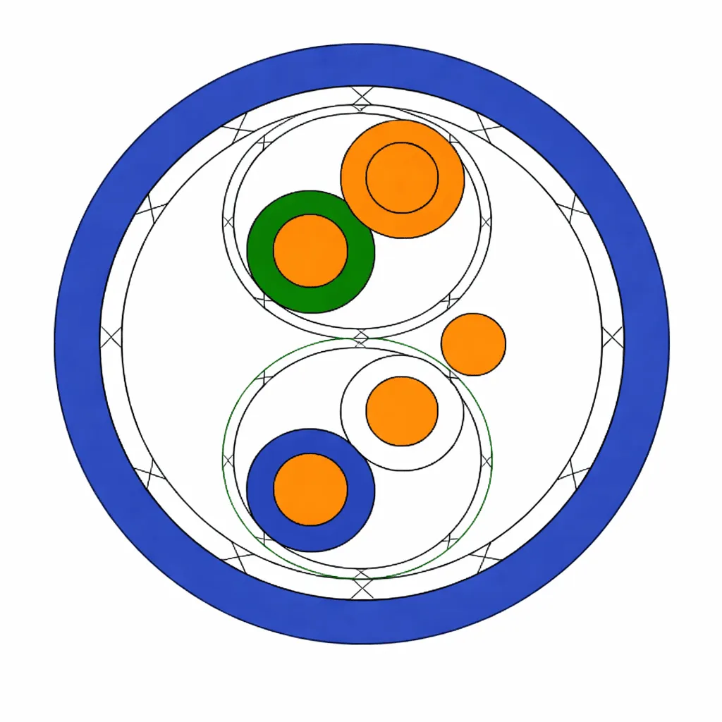 [ai] 100 ohm data cable cross section showing multiple conductors and shielding