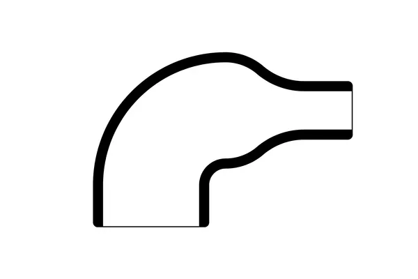 Diagram of Helashrink 1100 series right angle heat shrink shape without rib for connector cable strain relief