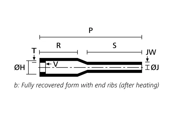 Recovered drawing of Helashrink 120 bottle shape heat shrink boot with rib