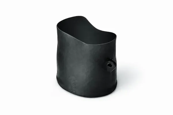 Helashrink 150 series bottle shaped heat shrink molded shape with rib supplied for use with circular grooved adaptors