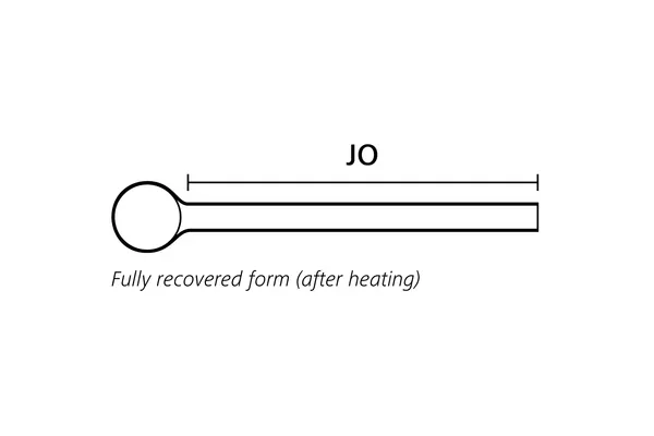 Technical drawing showing the fully recovered end view of a low profile right angle heat shrink boot