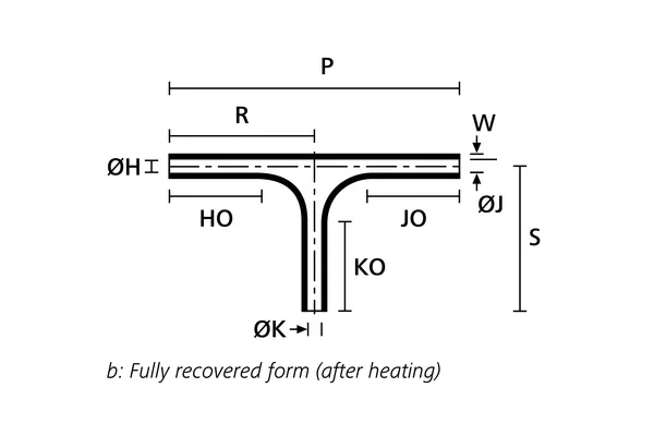 Recovered drawing of Helashrink 412H low profile transition boot with side breakout