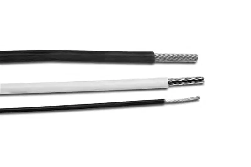 MIL-W-22759/5 and MIL-W-22759/6 mineral-filled PTFE insulated wire showing silver-plated and nickel-plated copper conductors