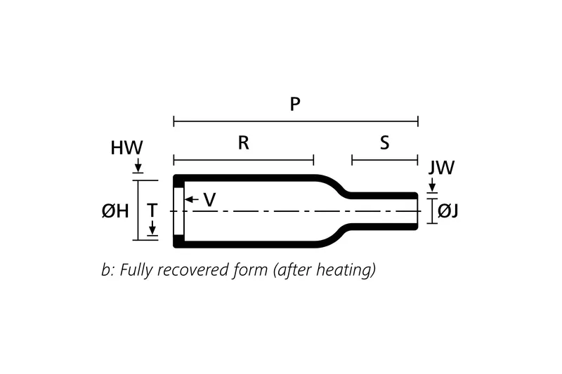 Recovered drawing of Helashrink 100 bottle shape heat shrink boot with rib