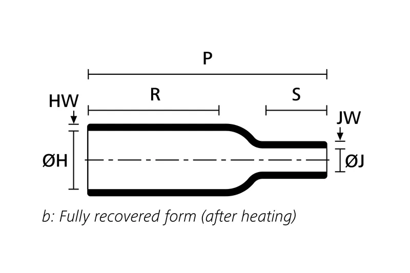 Recovered drawing of Helashrink 100 bottle shape heat shrink boot without rib