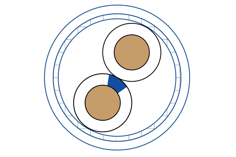 120 ohm twinaxial CANbus cable cross section showing dual conductors and shielding