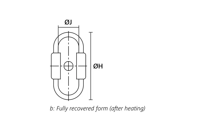Technical drawing showing the fully recovered top view of a top entry heat shrink connector cover