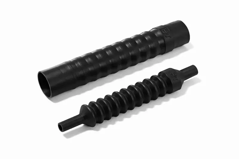 Helashrink 313C low profile convolute heat shrink boot with adapter lip for strain relief and sealing