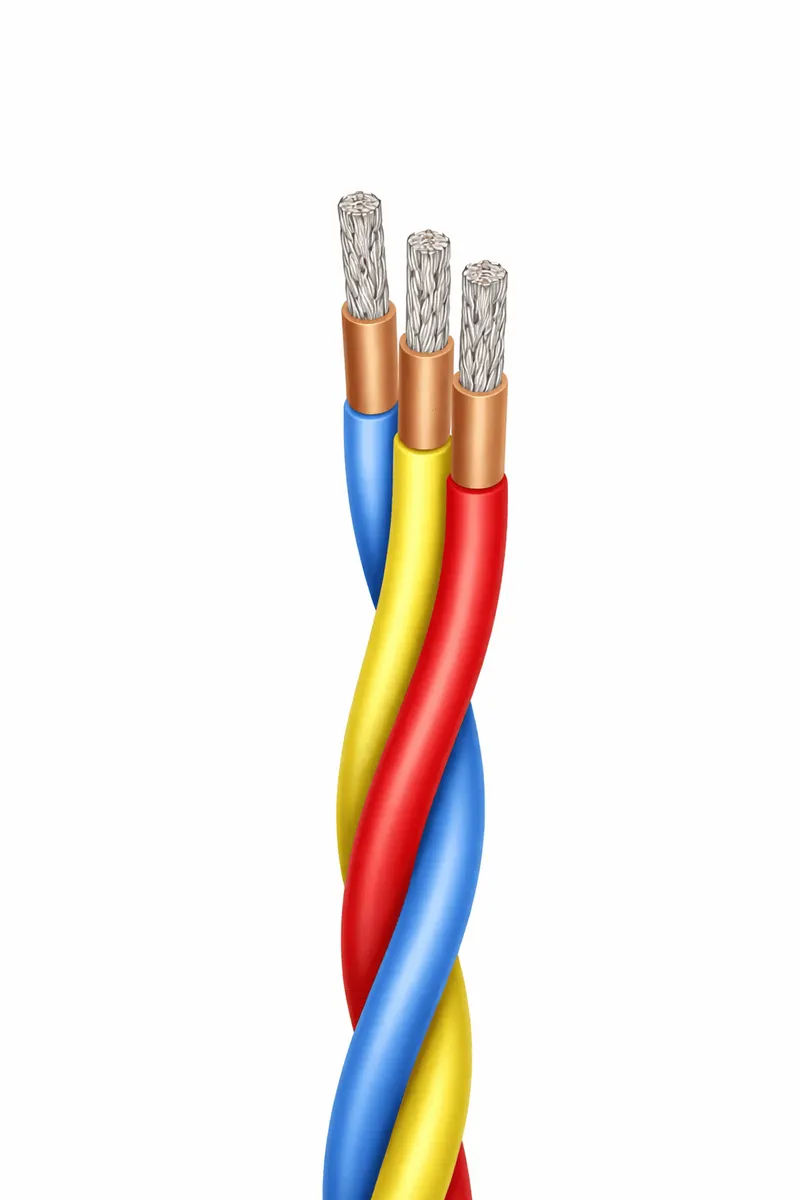 [ai] 22 AWG three conductor electric cable with color coded insulation to European EN standards
