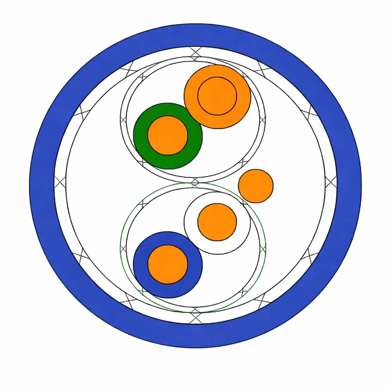 [ai] 100 ohm data cable cross section showing multiple conductors and shielding